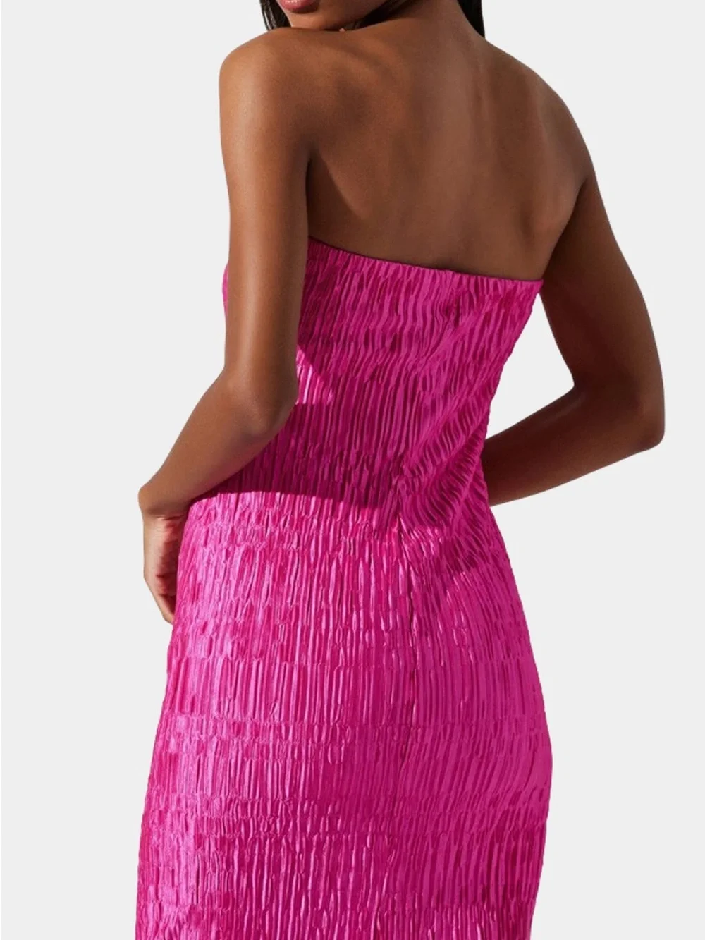 ASTR Strapless Fuchsia Textured Midi Dress - Picture 2 of 7